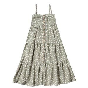 Rylee + Cru Women’s Sage Butterfly Print Button Front Tiered Midi Dress XS